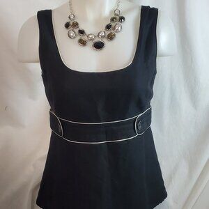 Ann Taylor Loft Black Linen Viscose Tank Top size 2